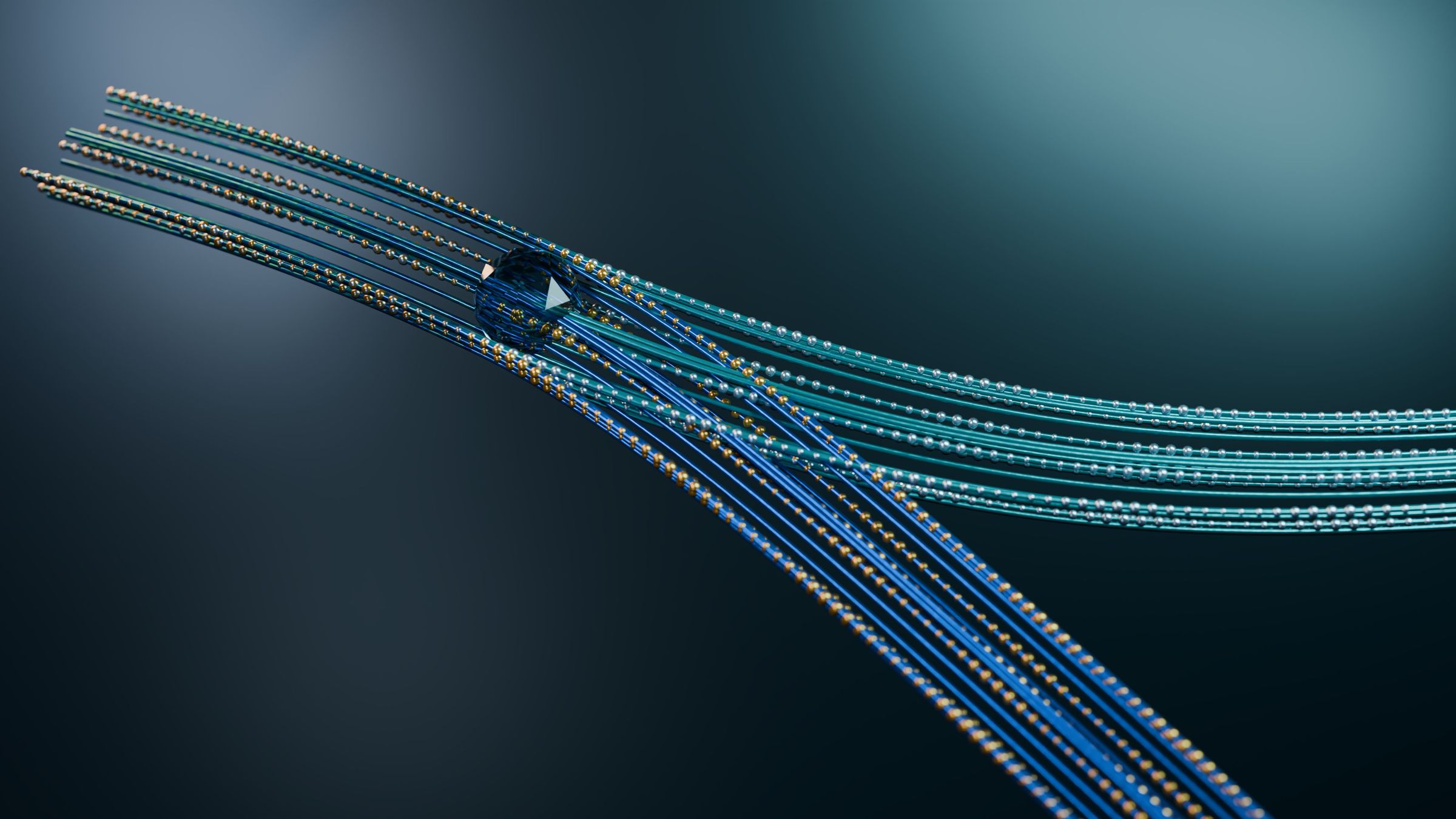 Strands of fibre-optic cable carrying data