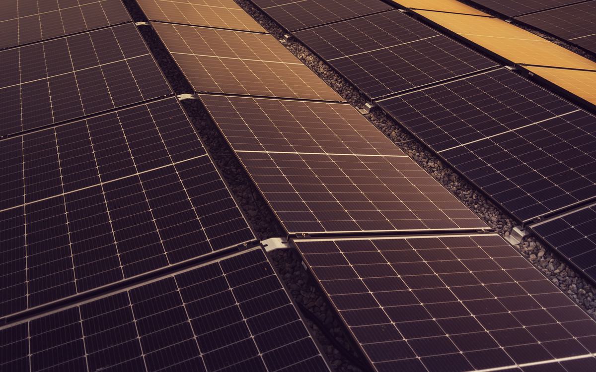 Rows of solar panels on a roof