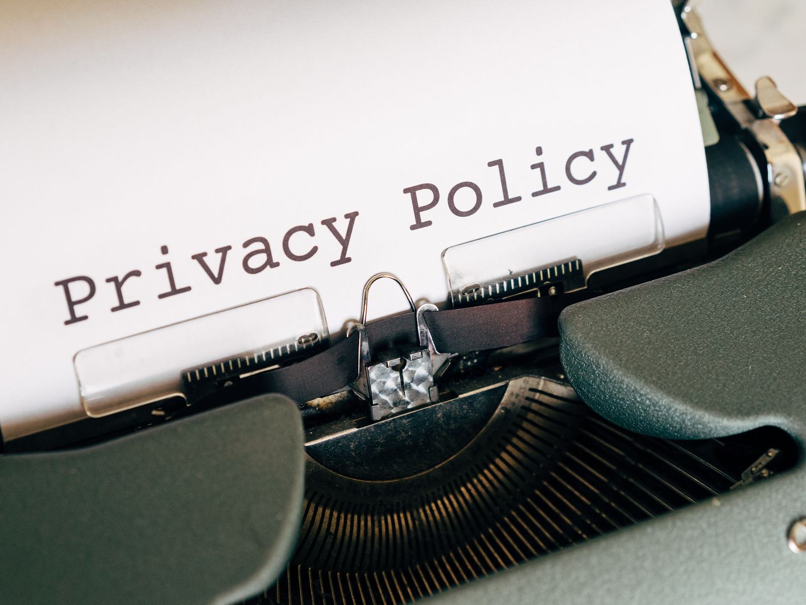 Typewriter with "Privacy Policy" typed on the page